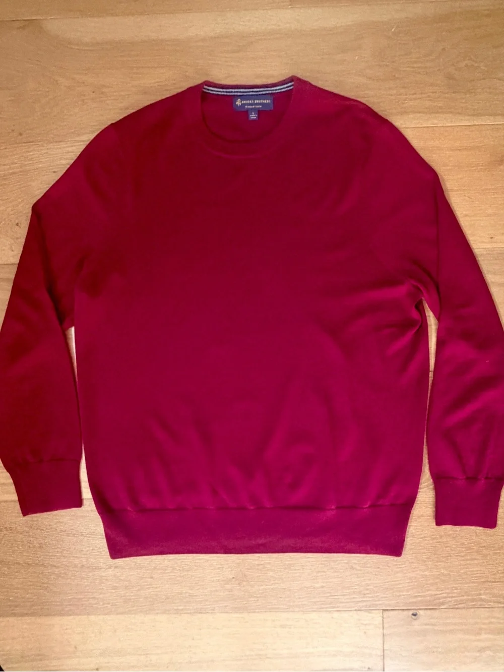 Brooks Brothers 100% Merino Wool Italian Yarn Burgundy Crewneck Sweater Men L